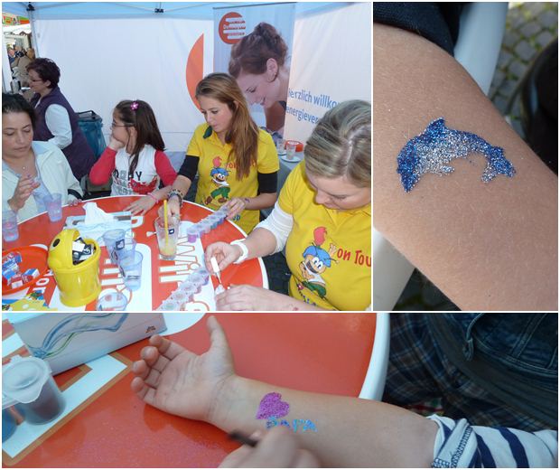 Auf dem Stand der evd dormagen konnten sich die Kinder ein Glitzertattoo abholen. 